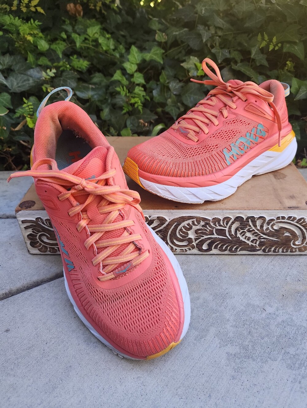 Hoka Bondi One 7 Coral Running Shoes